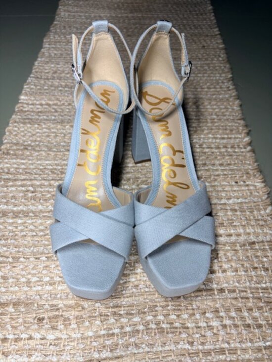 Sam Edelman Shoes - Sam Edelman Womens Jullian Platform Sandals 7.5 Block Heel Lt Blue Open Toe NEW